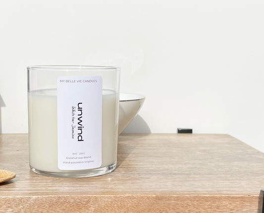 White Tea Candle - Unwind - My Belle Vie Candles