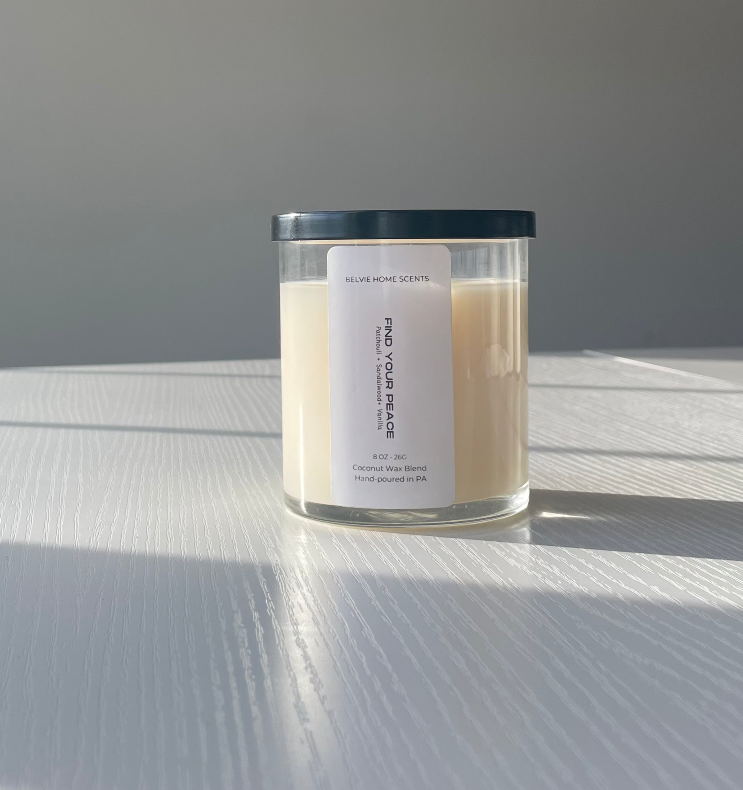Find Your Peace  Patchouli + Vanilla + Sandalwood Candle