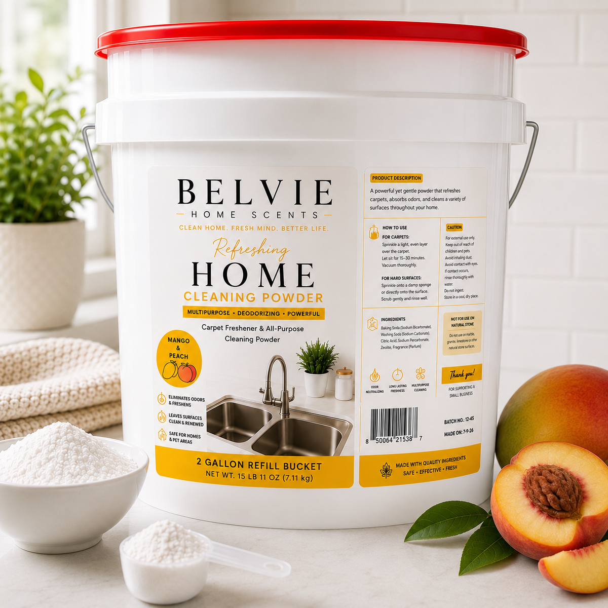 Wholesale 2-Gallon Bucket – Multipurpose Cleaning Powder Belvie Home Scents